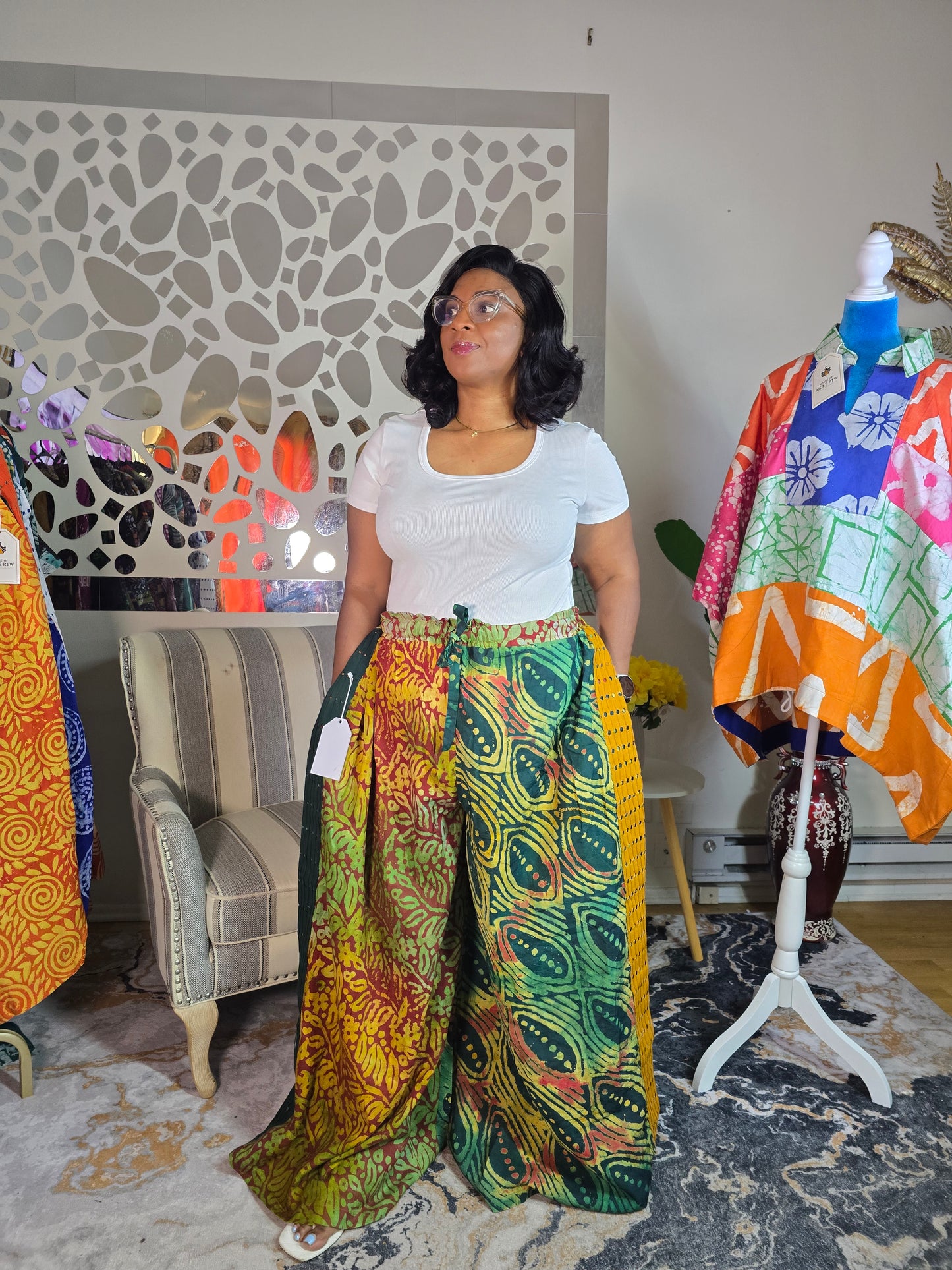 Labubu free flowy crepe adire pant