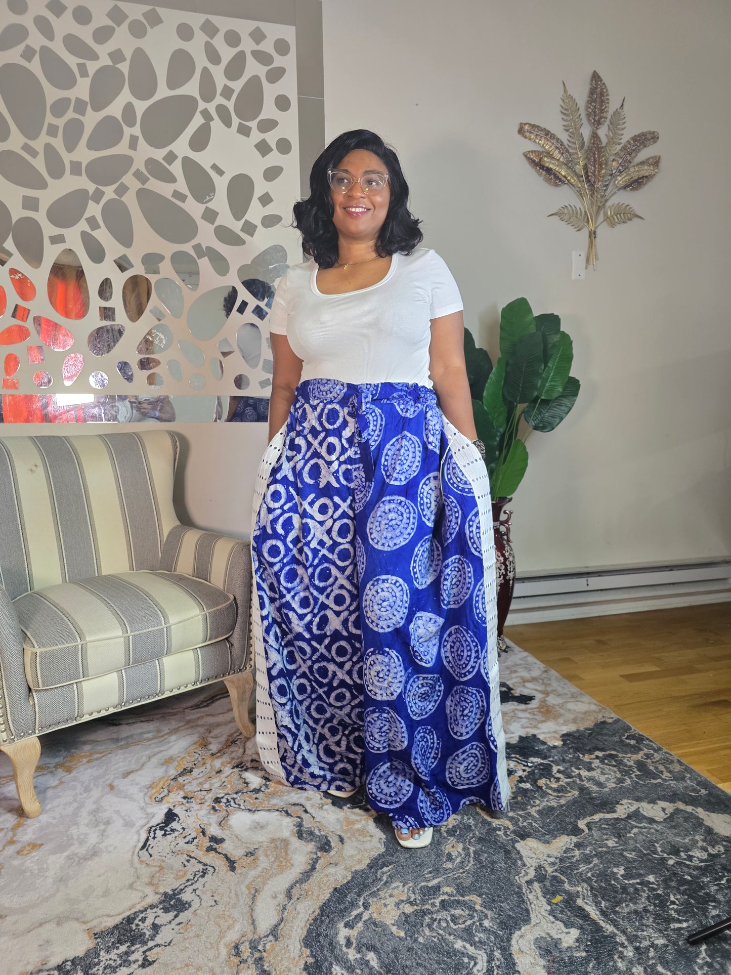 Labubu free flowy crepe adire pant