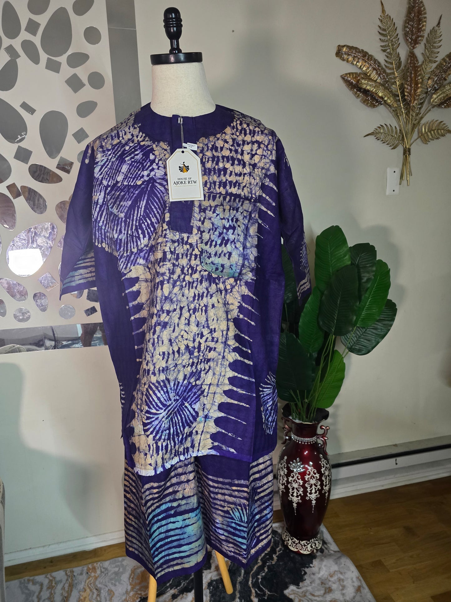 Men's 2pc Adire Short Set