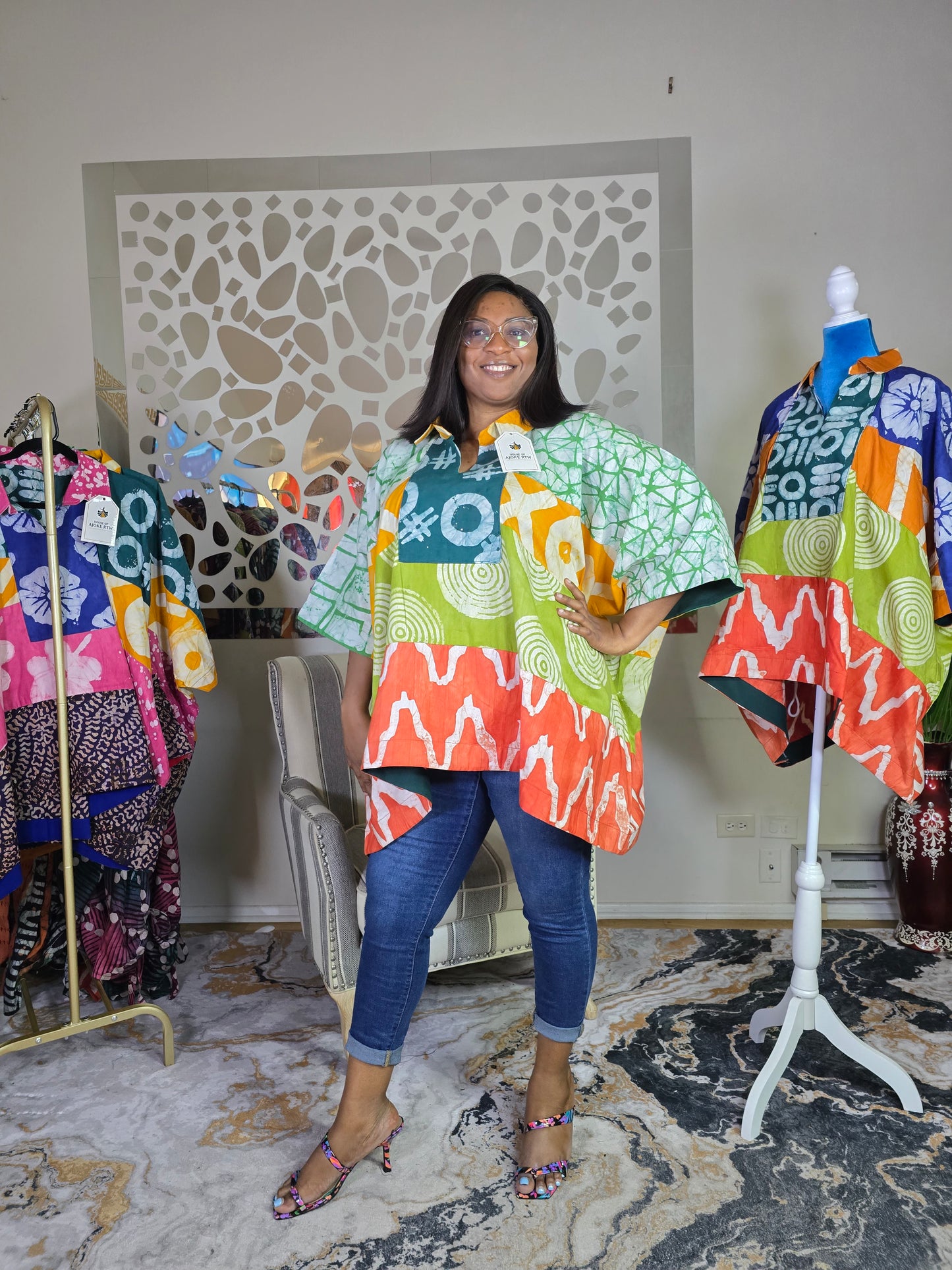 Ayinke Patched Adire Top