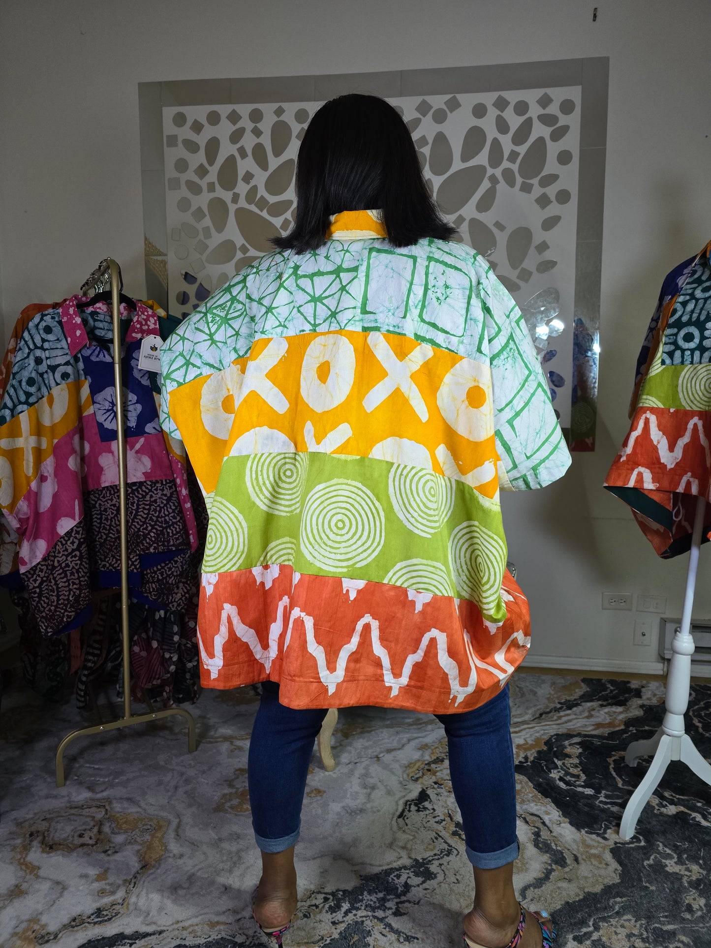 Ayinke Patched Adire Top