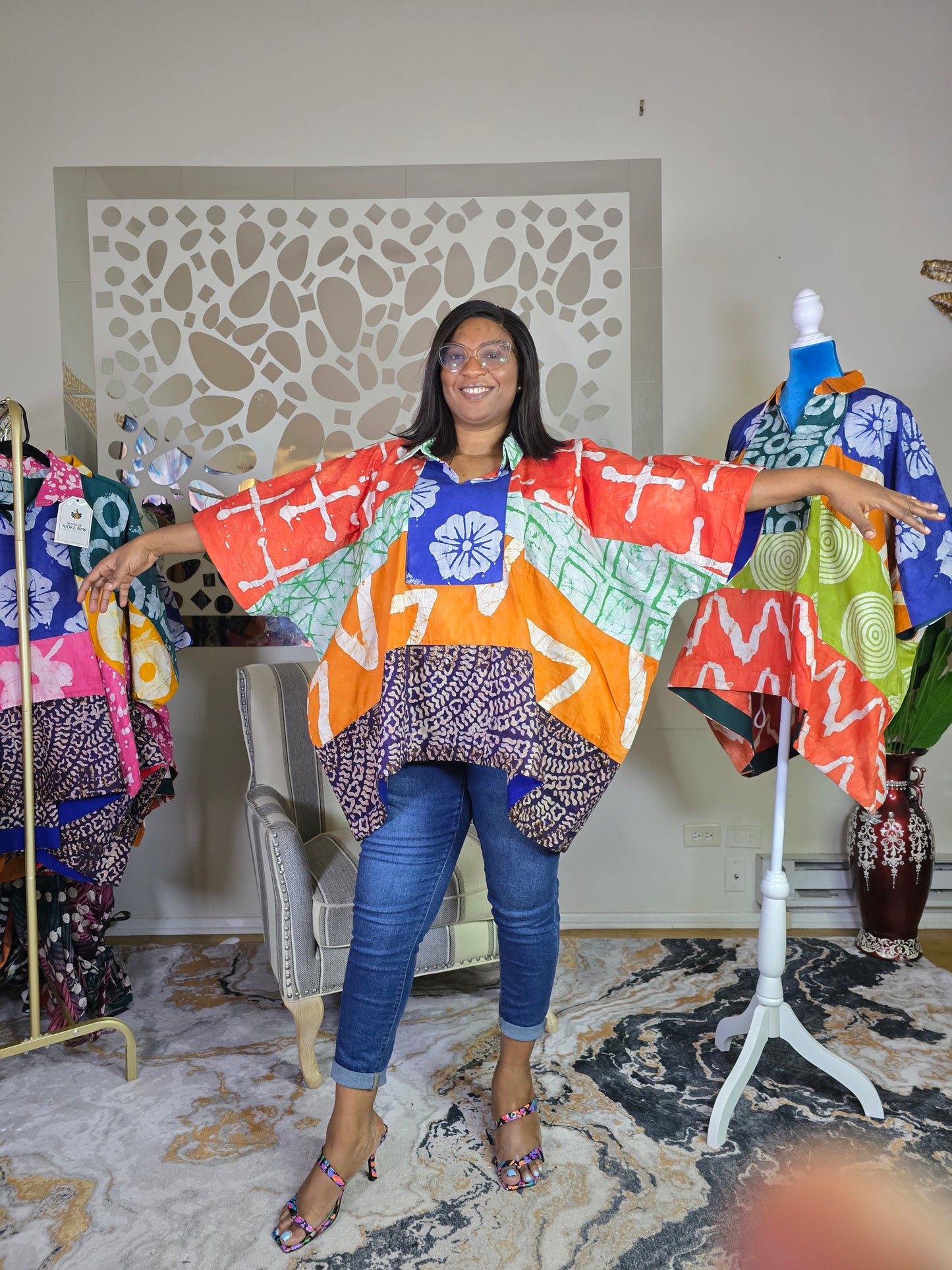 Ayinke Patched Adire Top