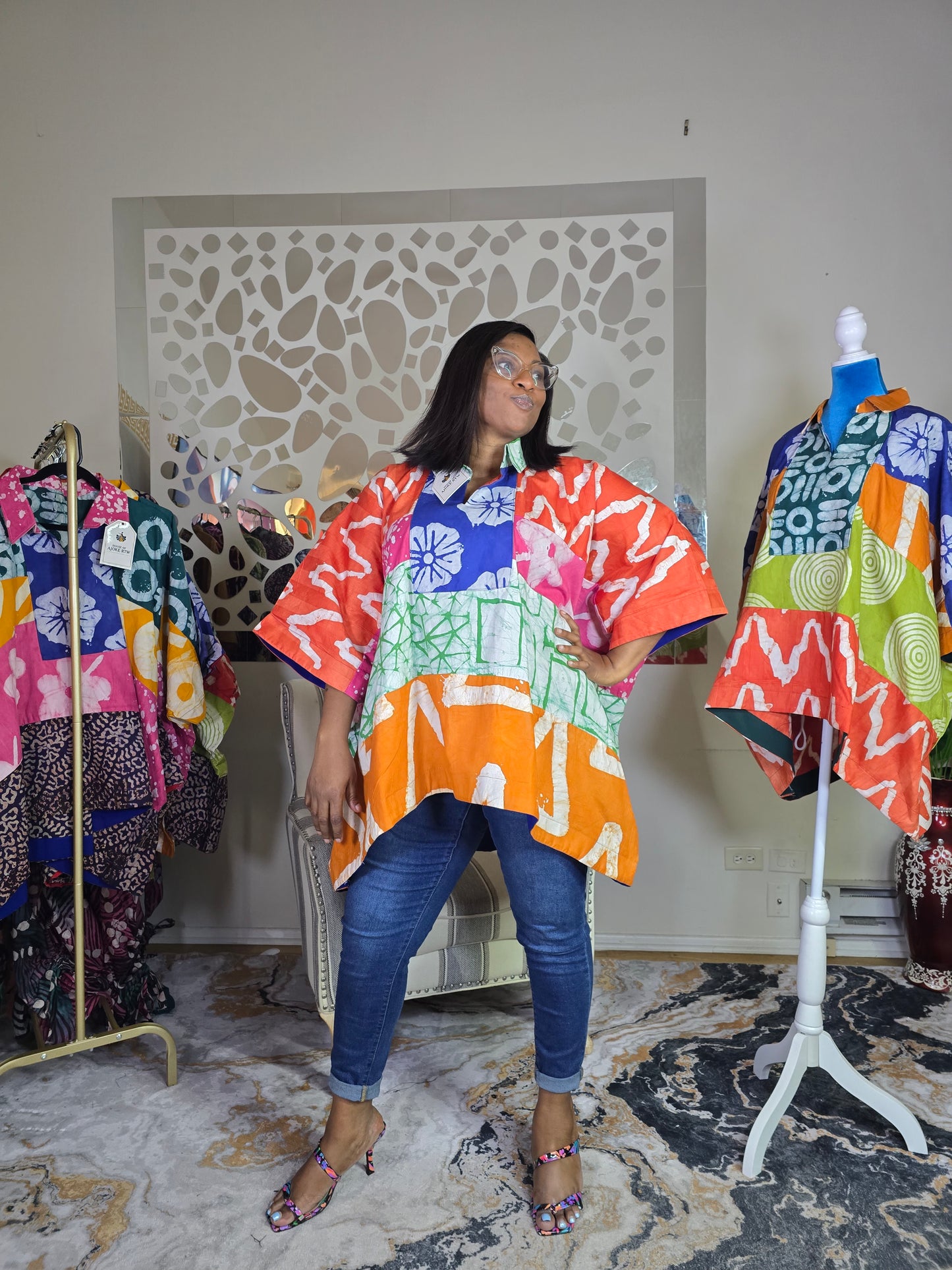 Ayinke Patched Adire top
