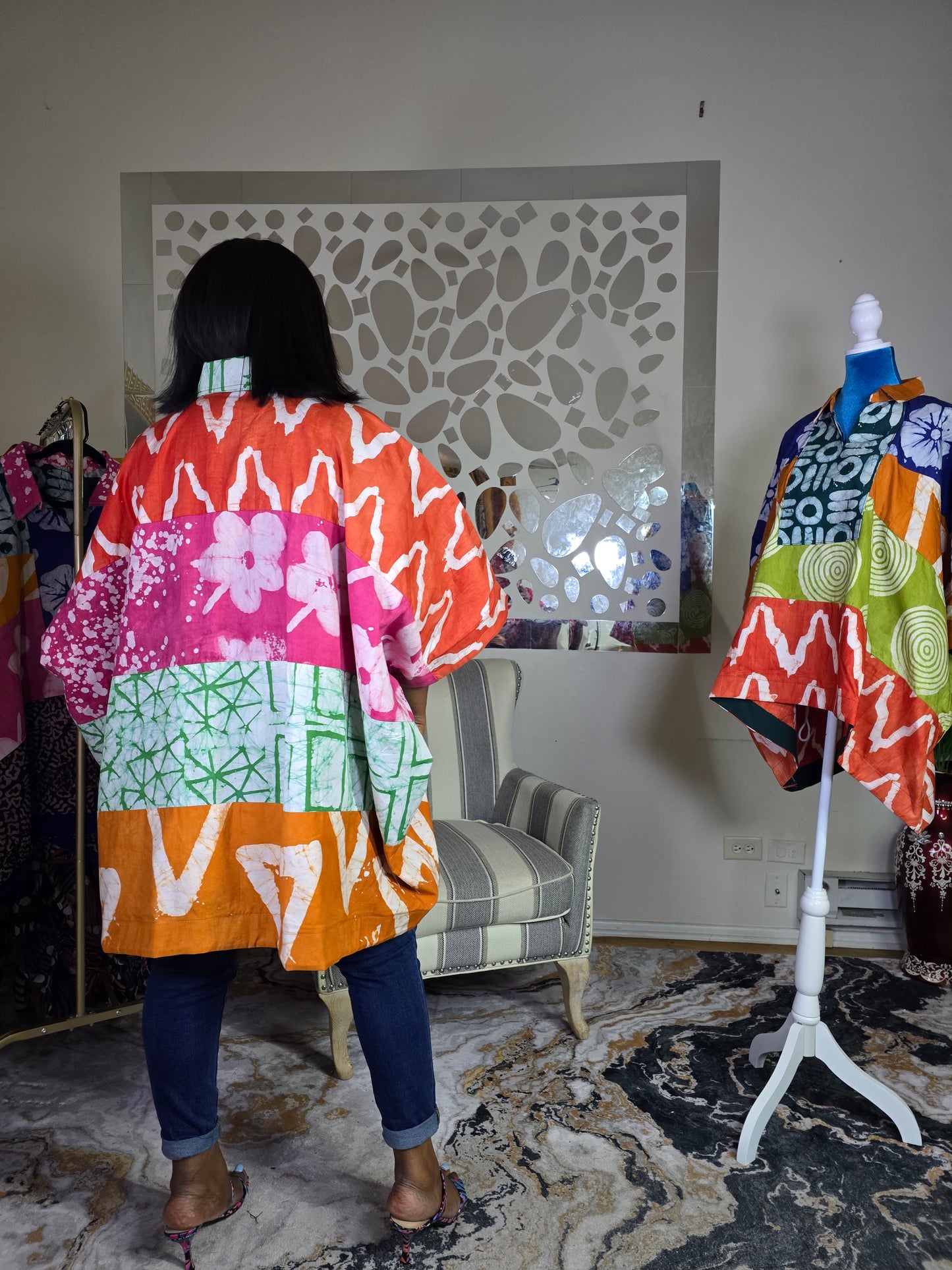 Ayinke Patched Adire top