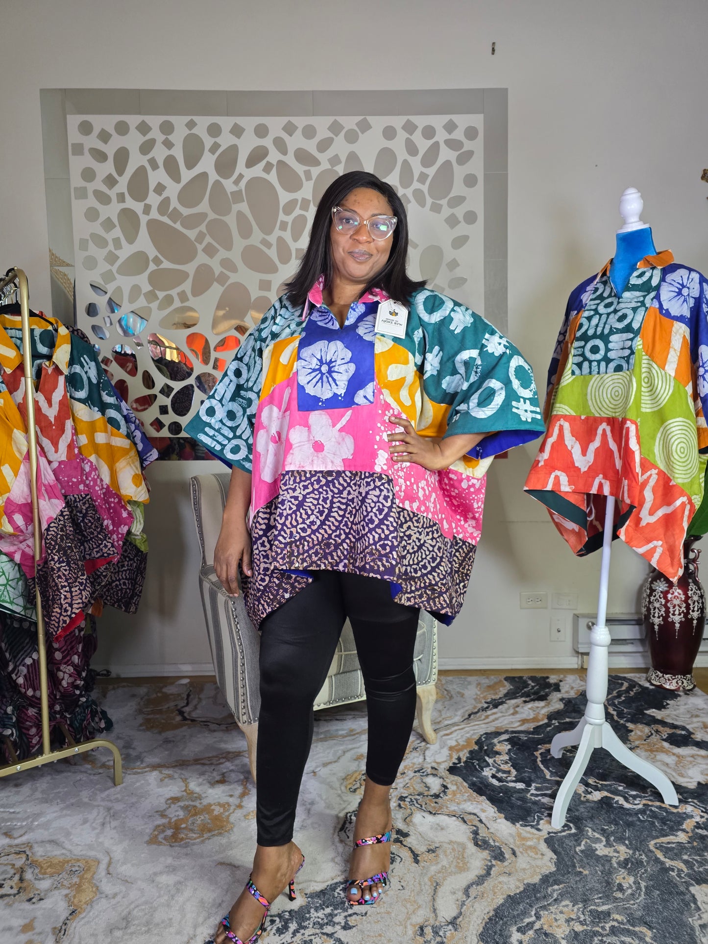 Ayinke Patched Adire Top