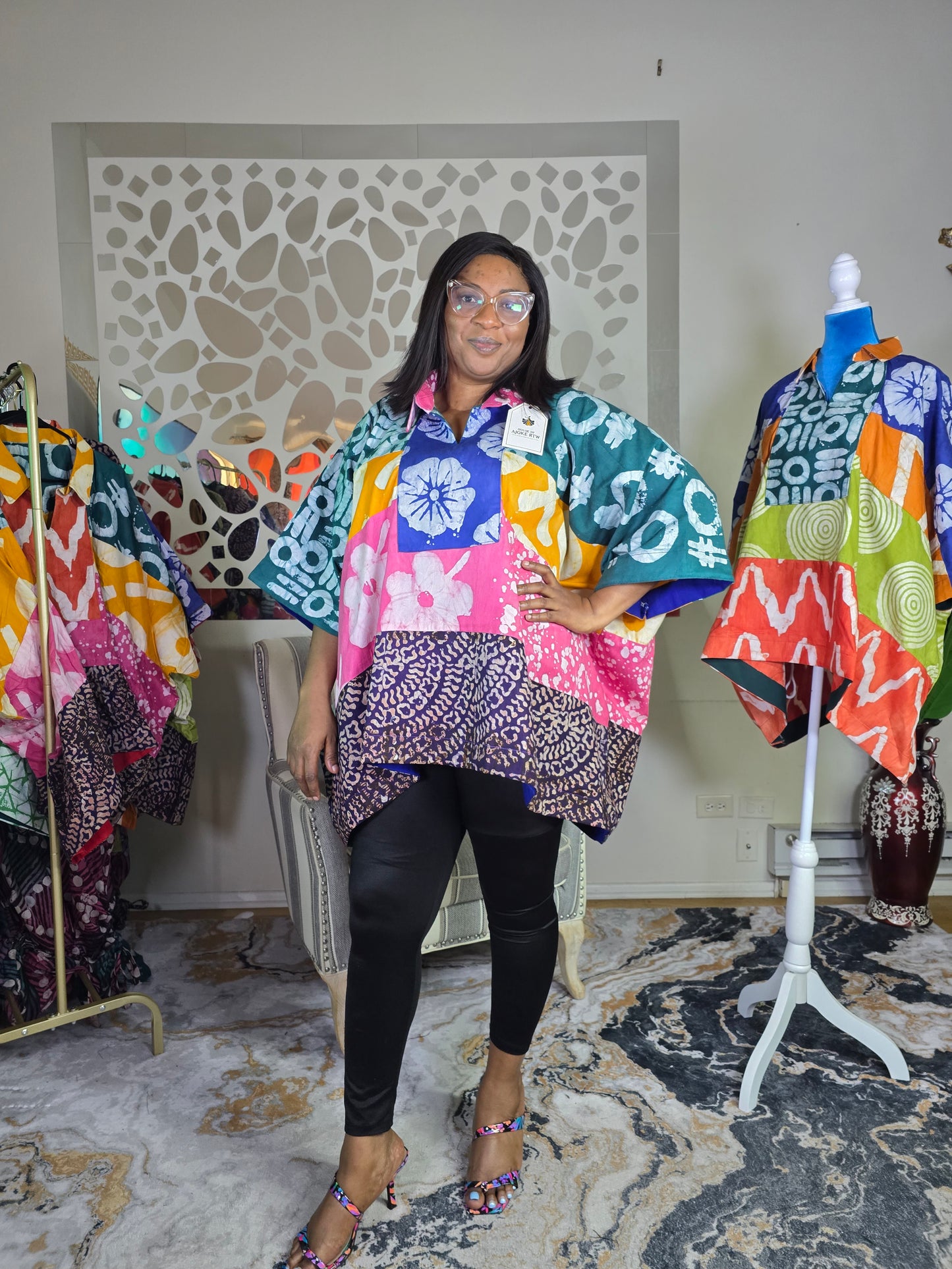 Ayinke Patched Adire Top