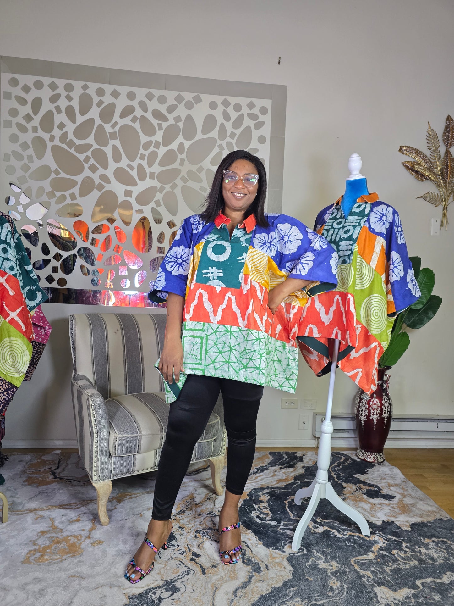 Ayinke patched Adire Top