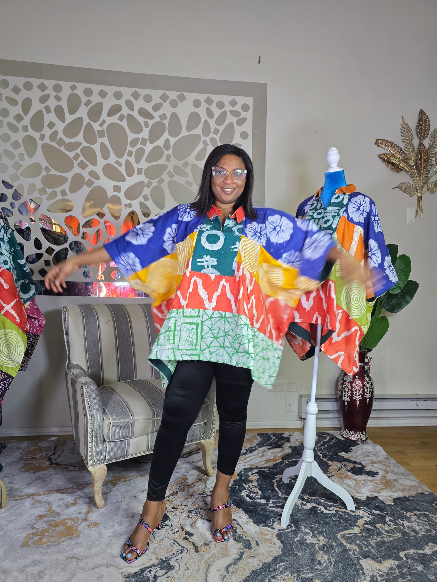 Ayinke patched Adire Top