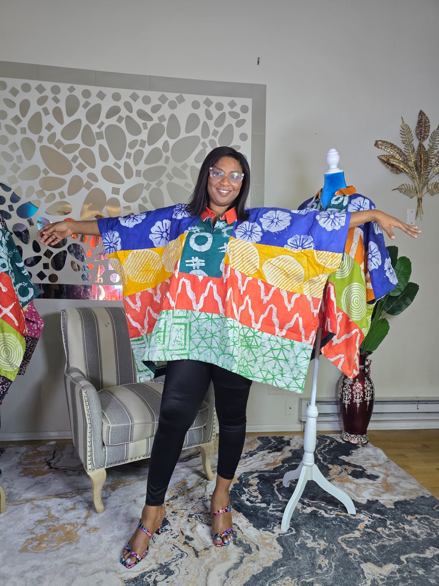 Ayinke patched Adire Top