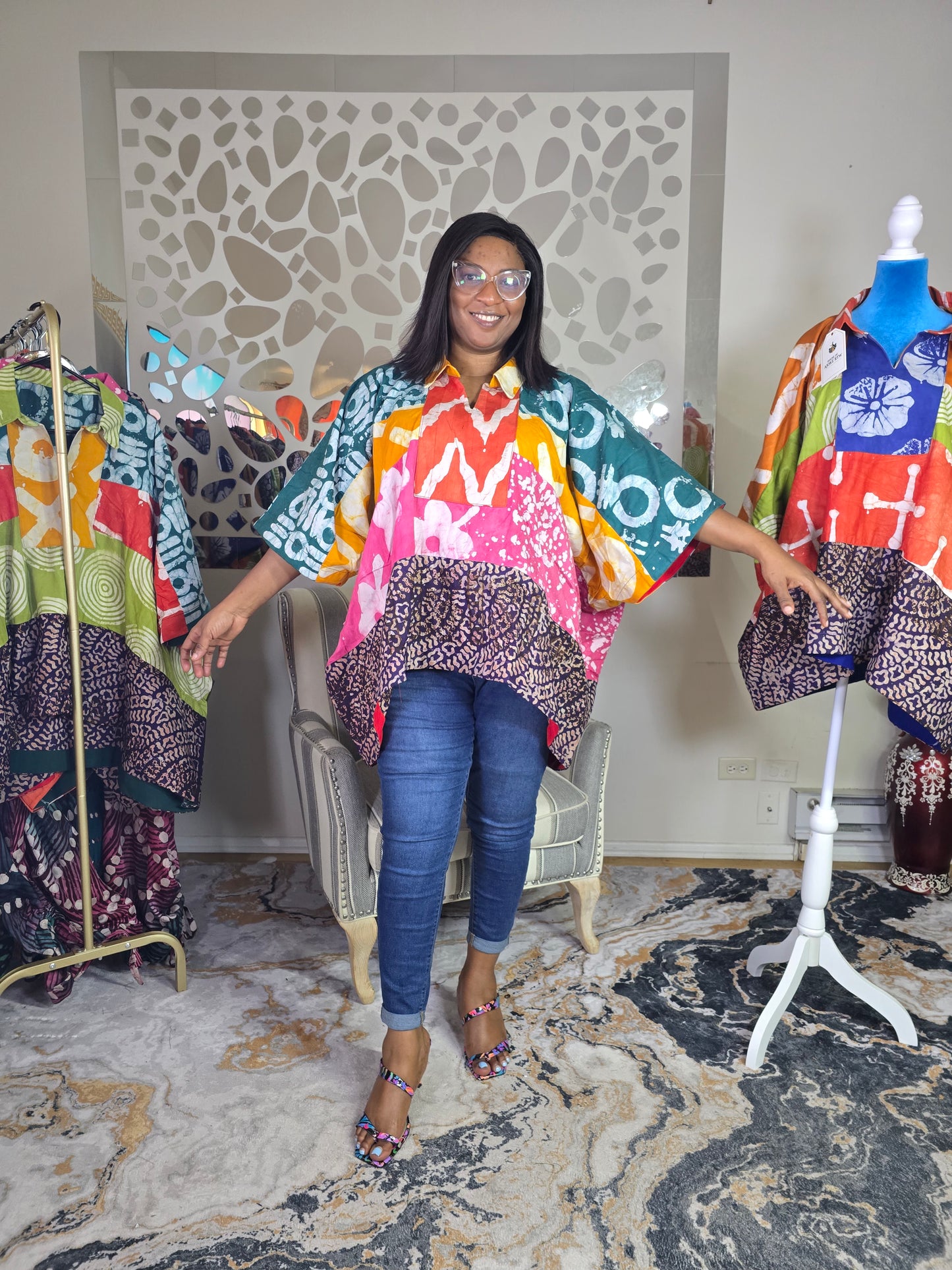Ayinke patched Adire Top