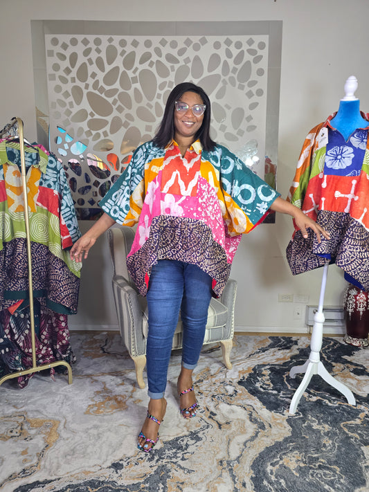 Ayinke patched Adire Top