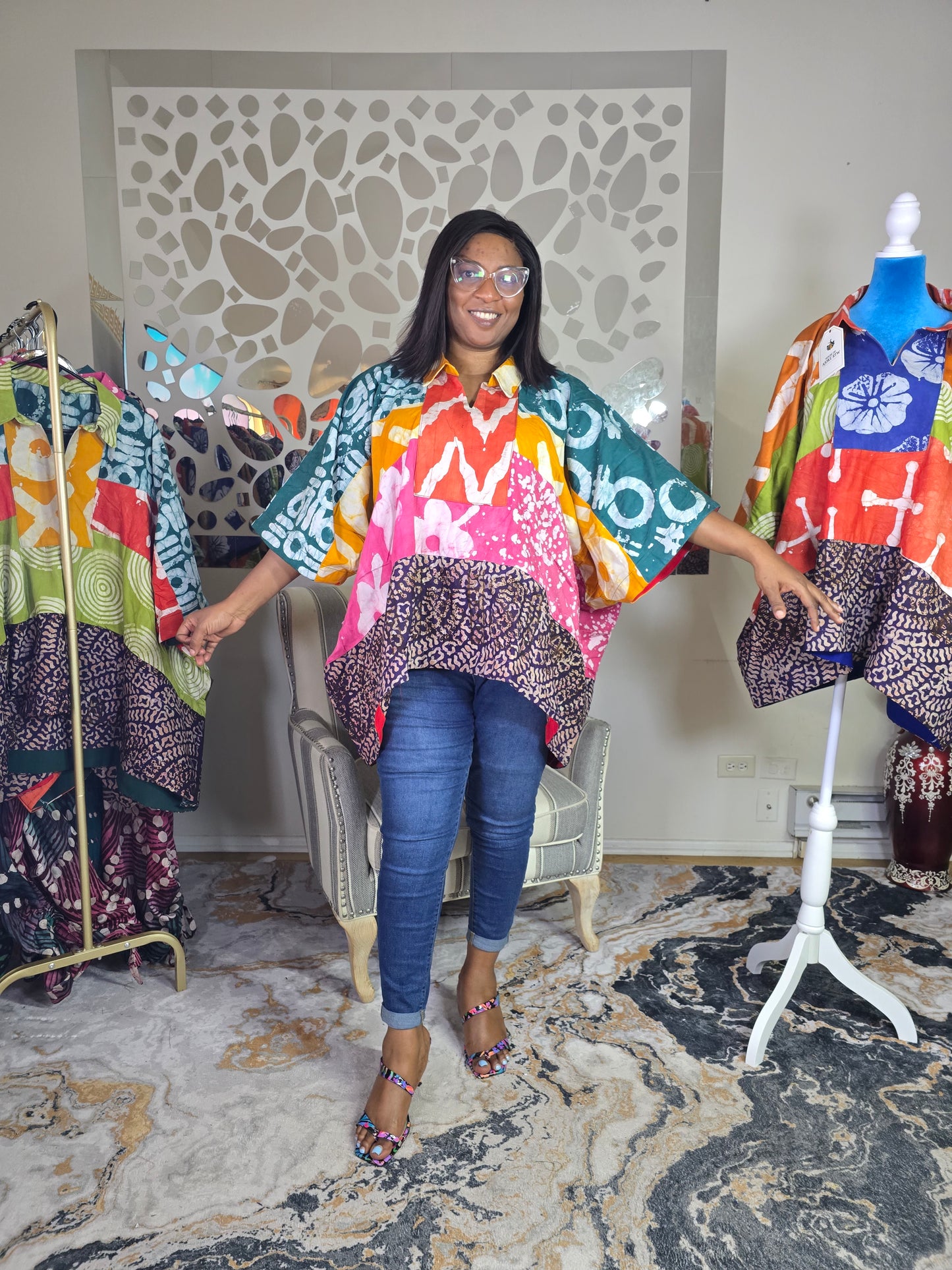 Ayinke patched Adire Top