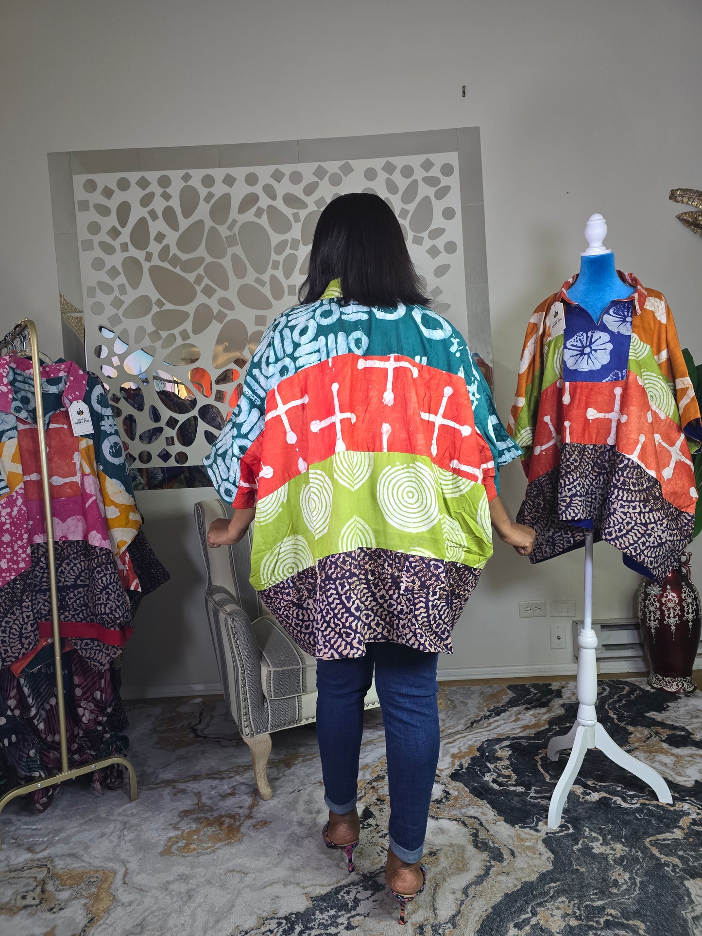 Ayinke patched Adire top