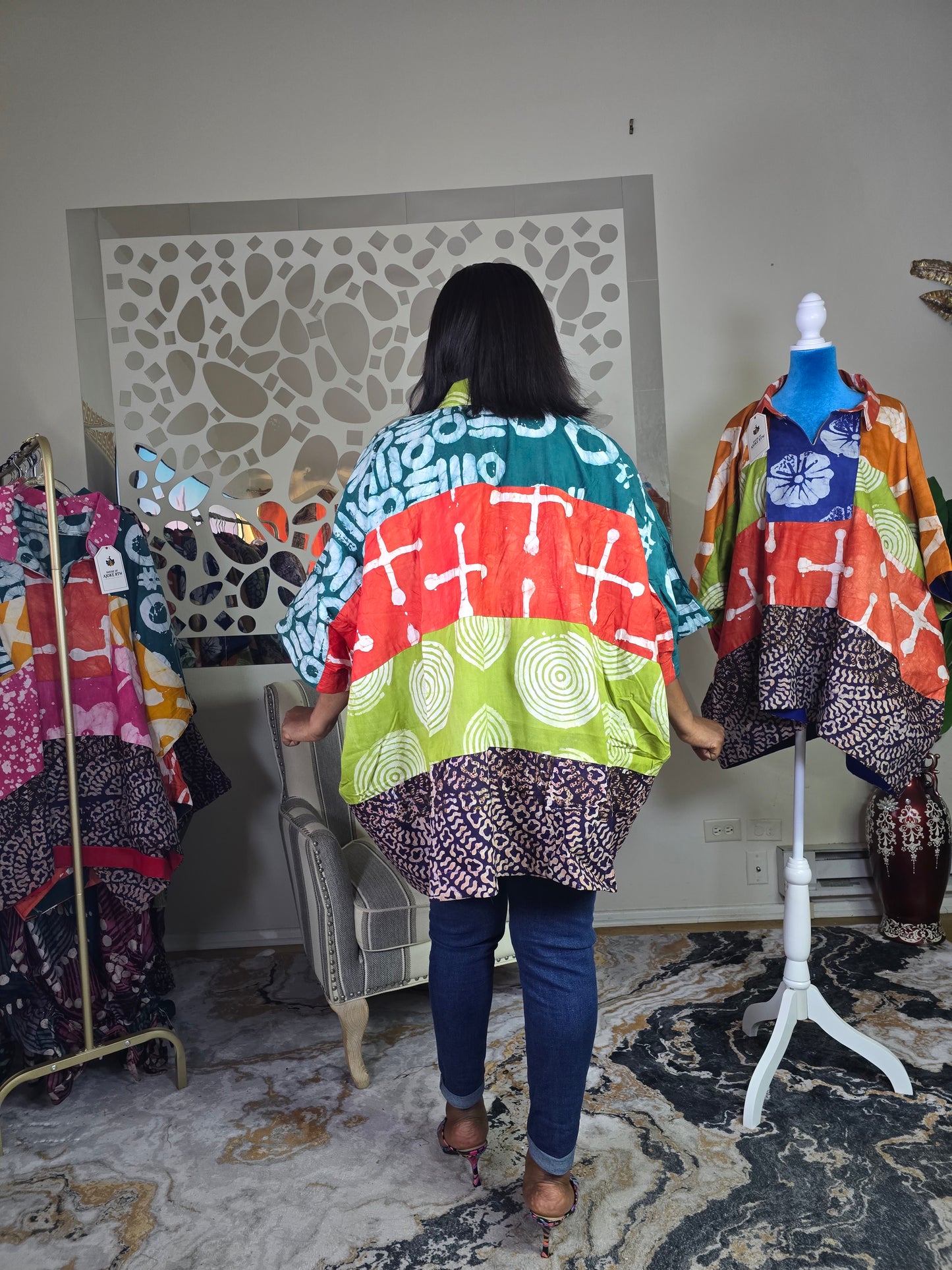 Ayinke patched Adire top