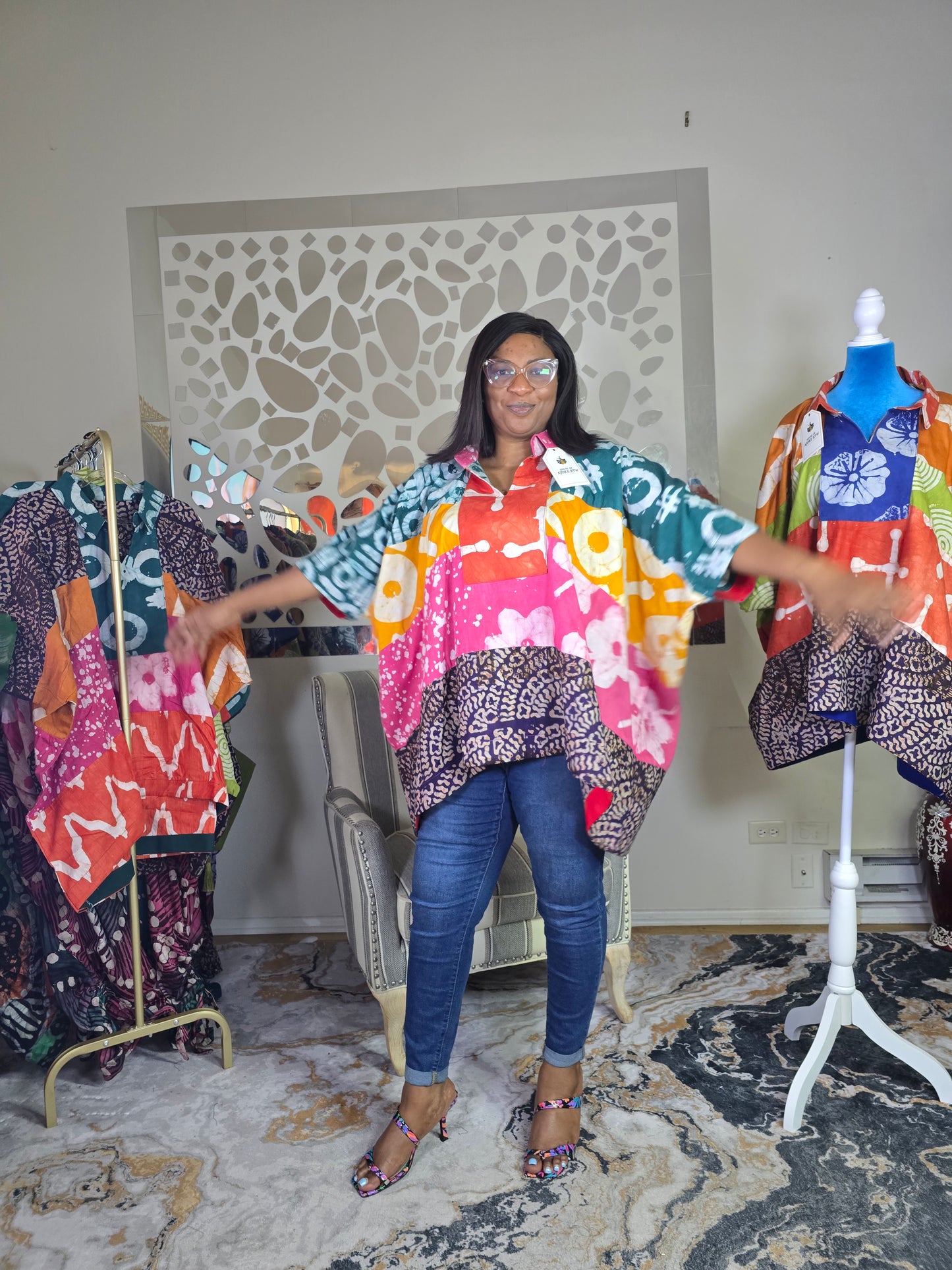 Ayinke Patched Adire Top
