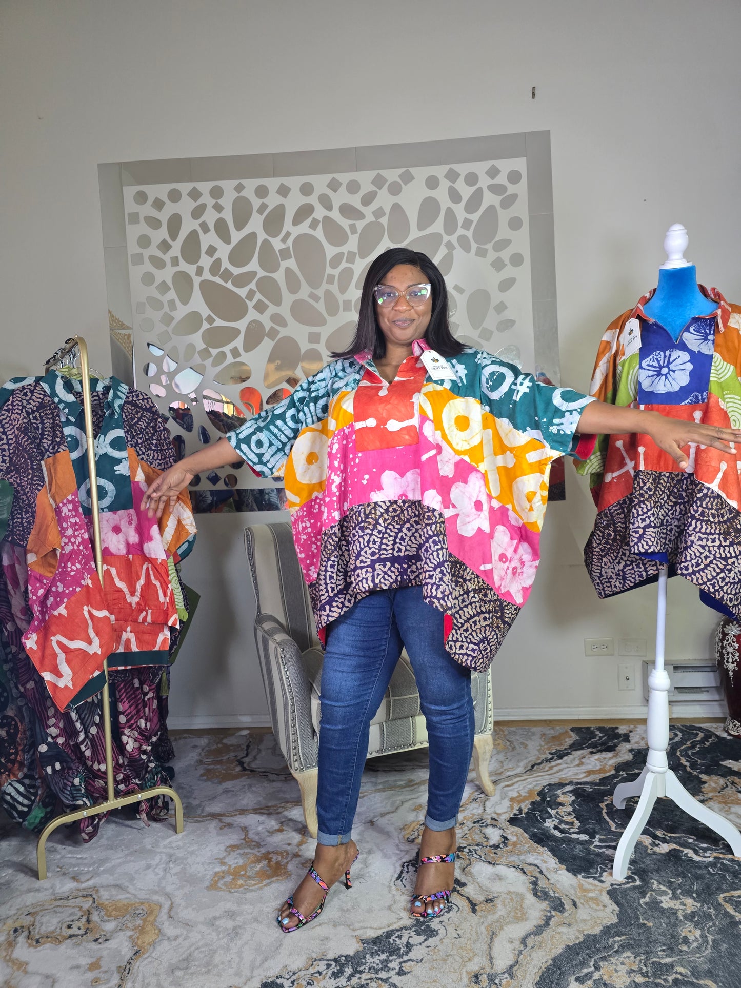 Ayinke Patched Adire Top