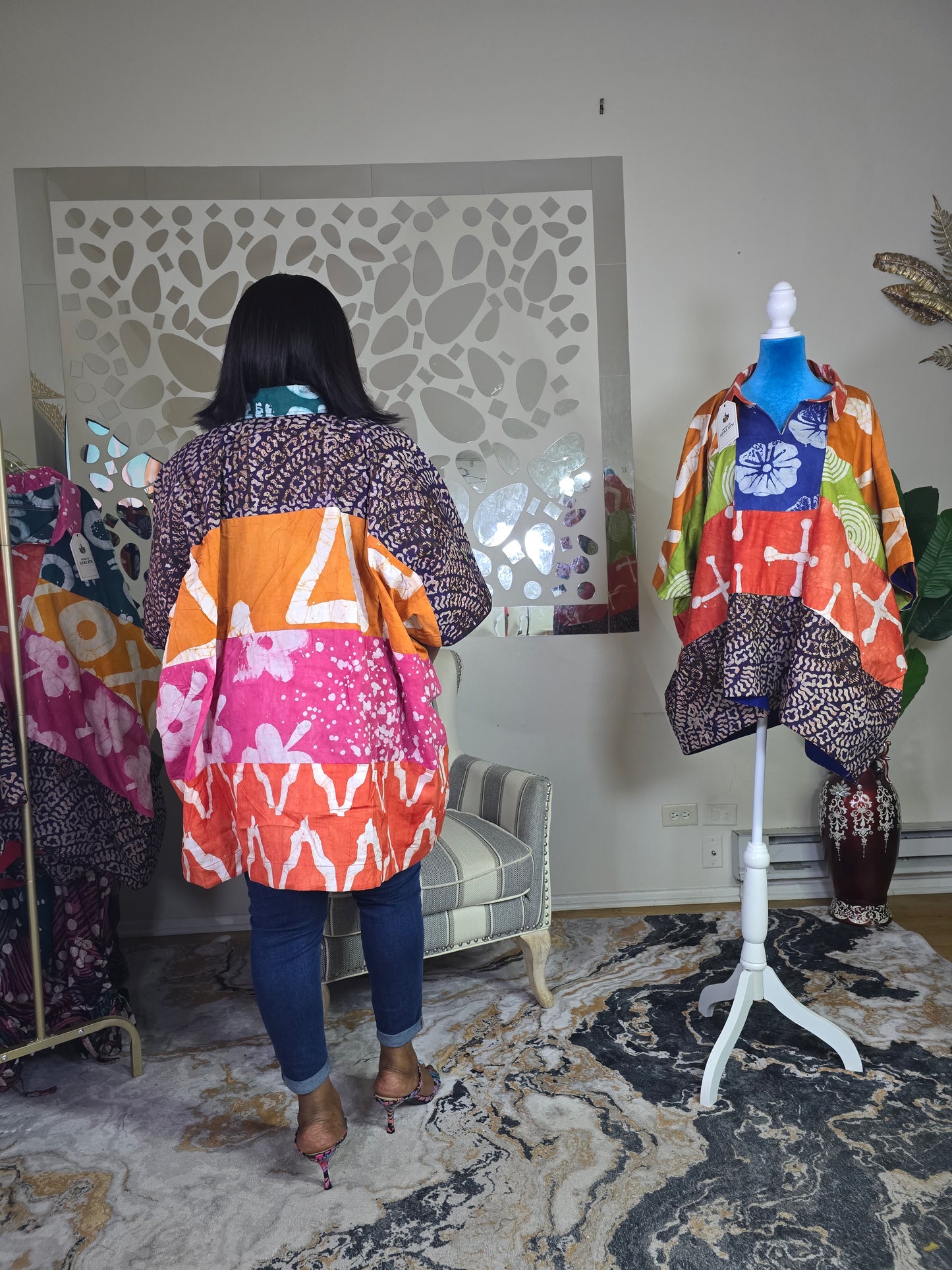 Ayinke Patched Adire Top