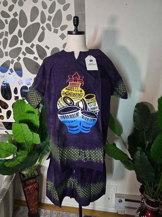 Men's 2pc Adire Short Set