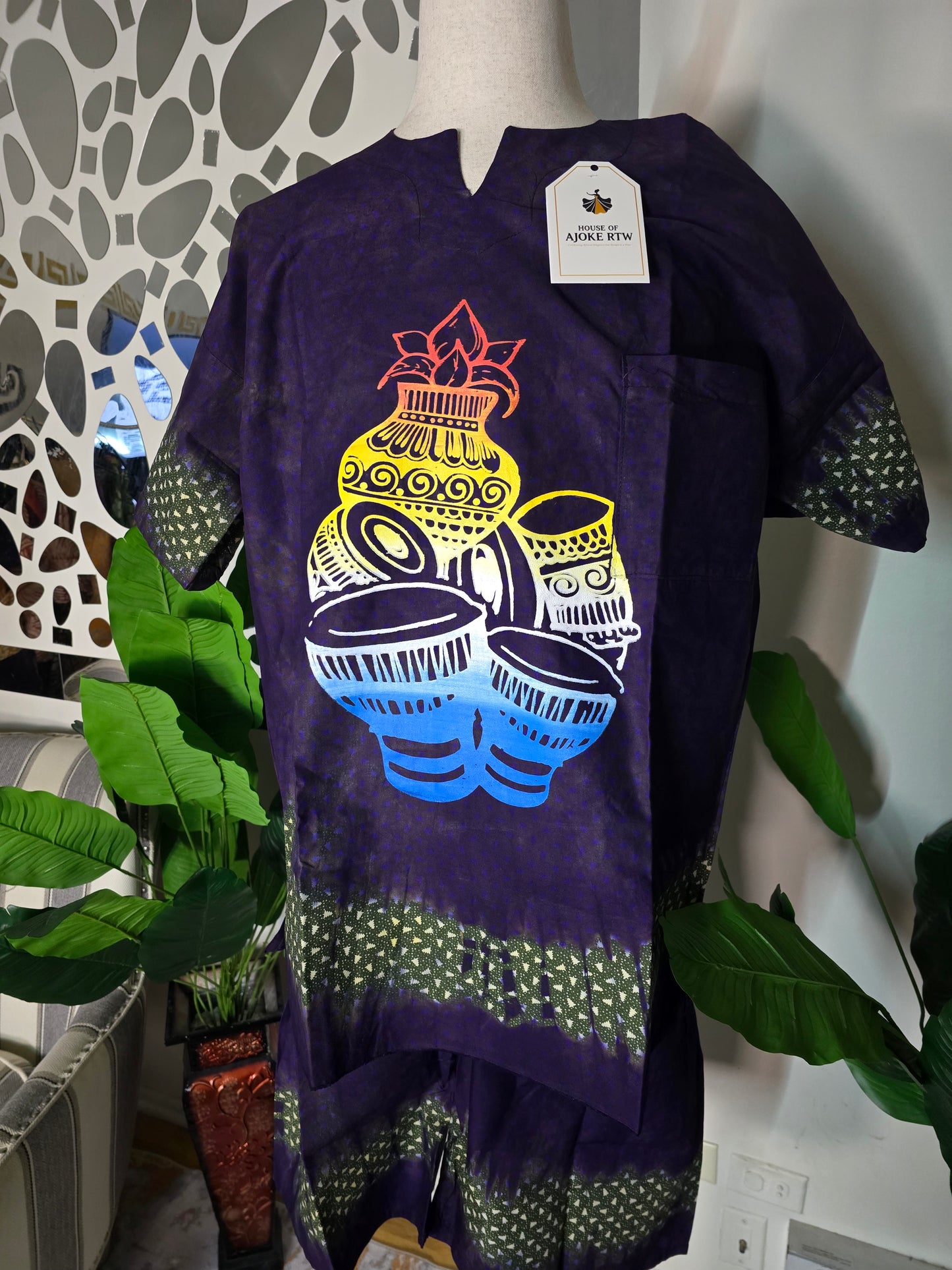 Men's 2pc Adire Short Set