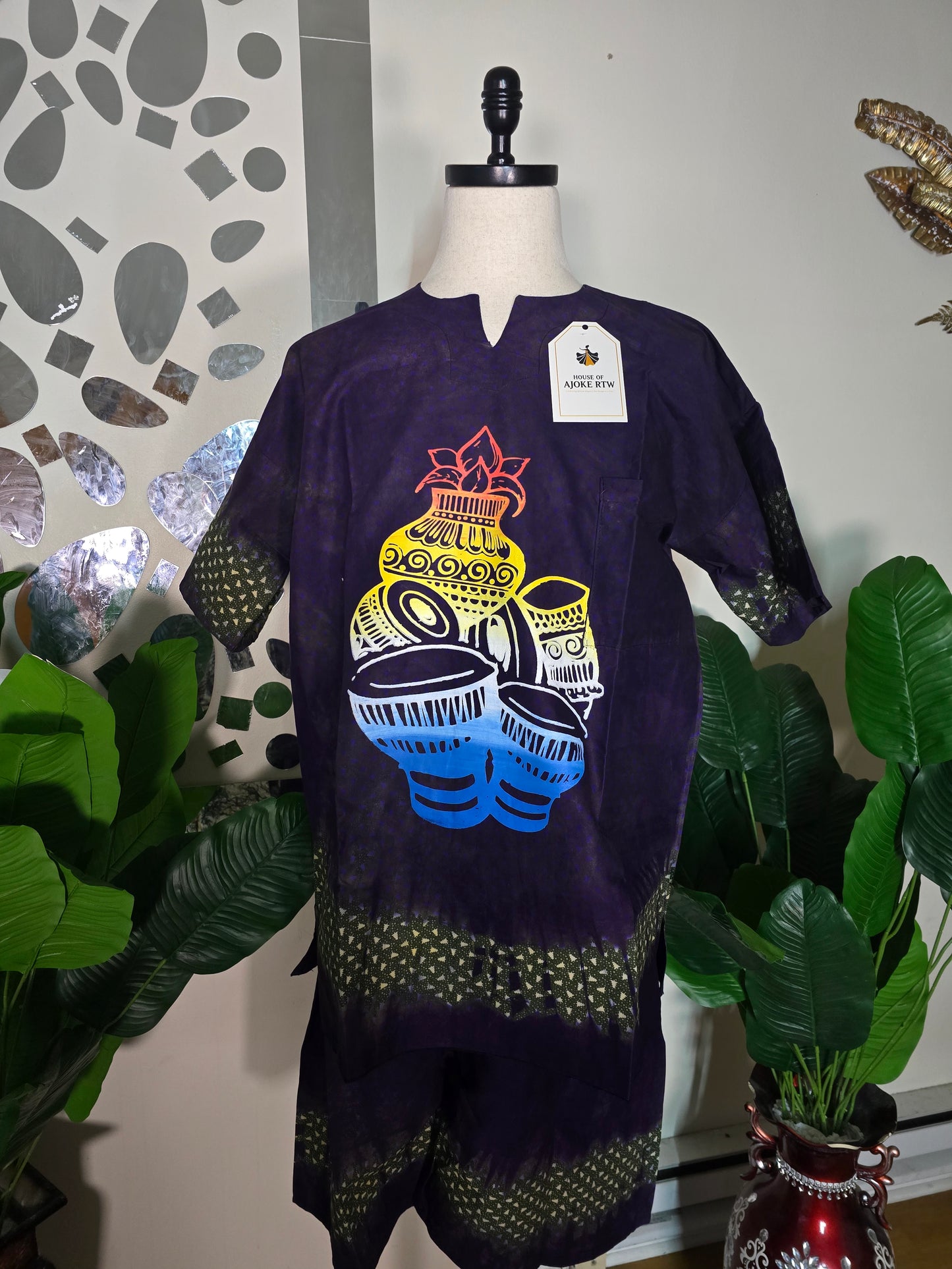Men's 2pc Adire Short Set