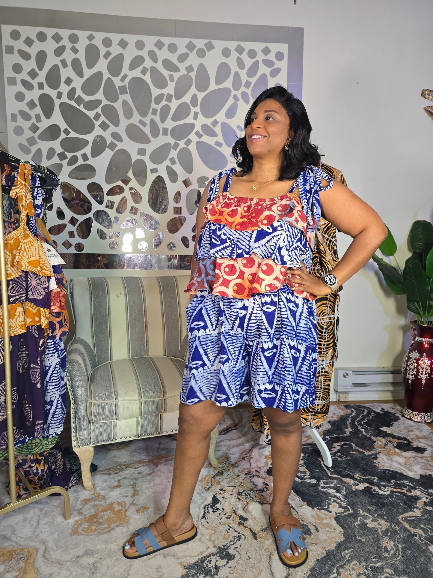 Ayomi Crepe Adire Playsuit