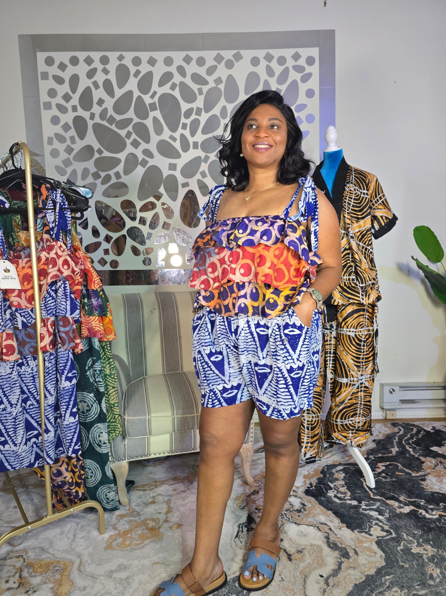 Ayomi Crepe Adire Playsuit