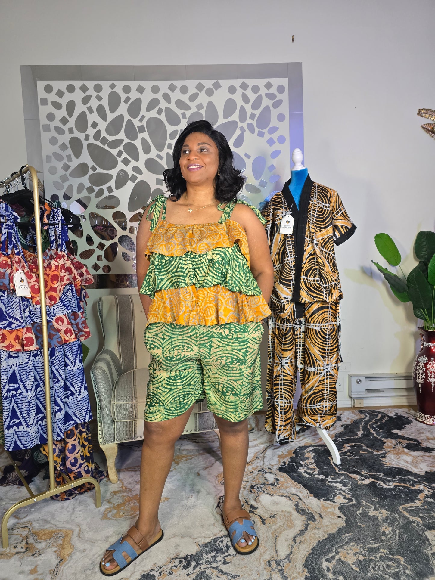 Ayomi Crepe Adire Playsuit