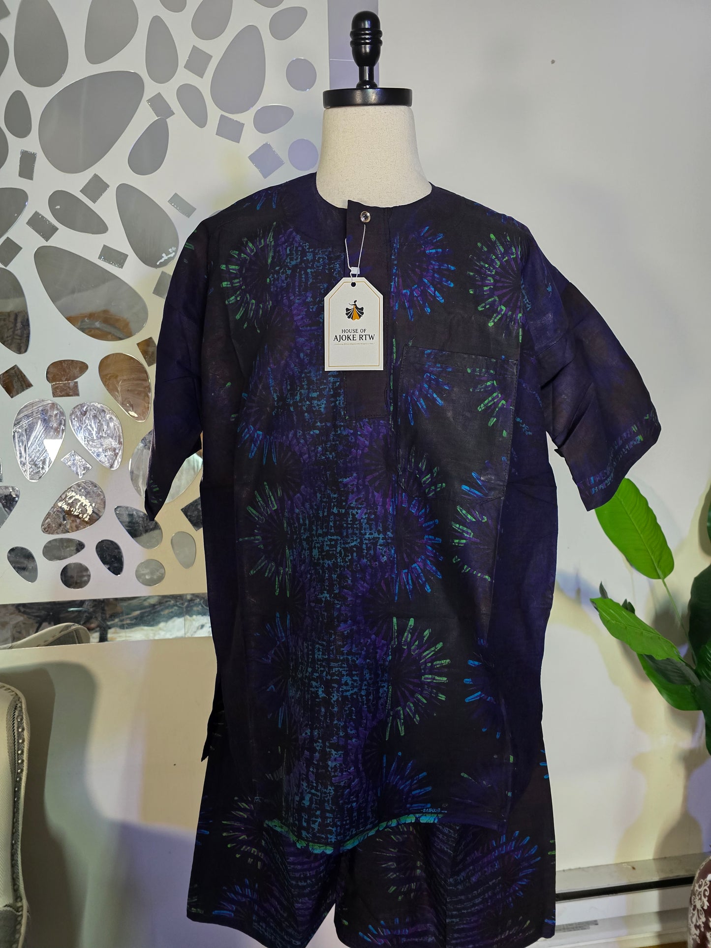 Men Adire 2pc Short Set