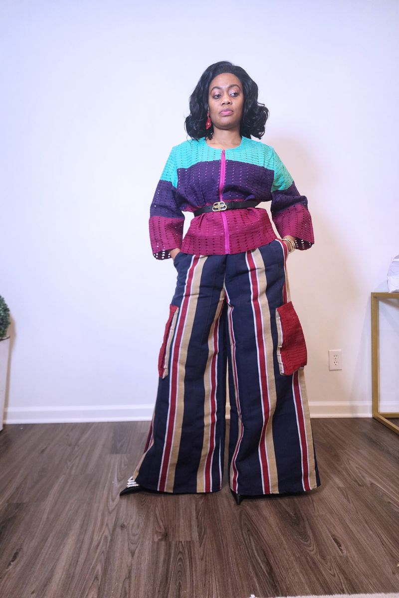 Morẹ́mi Color-Block Luxe Aso-Oke Jacket | Jewel-Tone Color-Block (Teal / Purple / Magenta)