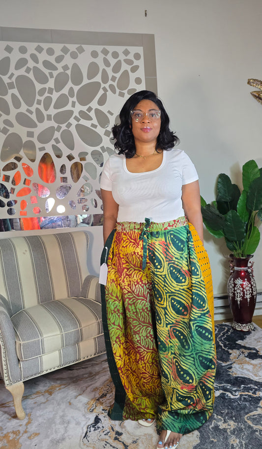 Labubu free flowy crepe adire pant