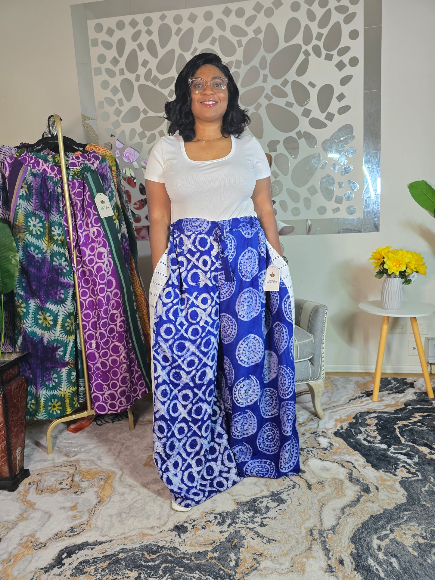 Labubu free flowy crepe adire pant