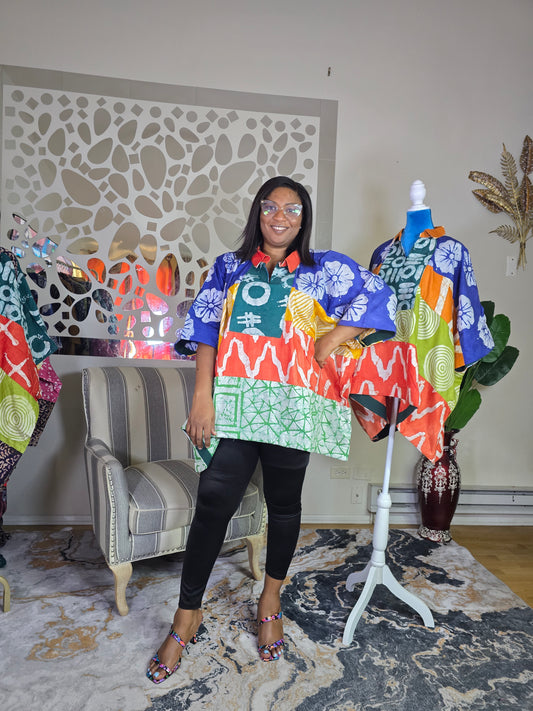 Ayinke patched Adire Top