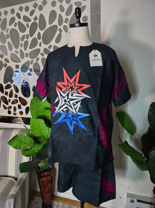 Men's 2pc Adire Short Set