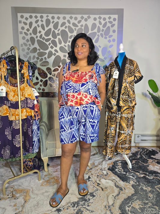 Ayomi Crepe Adire Playsuit