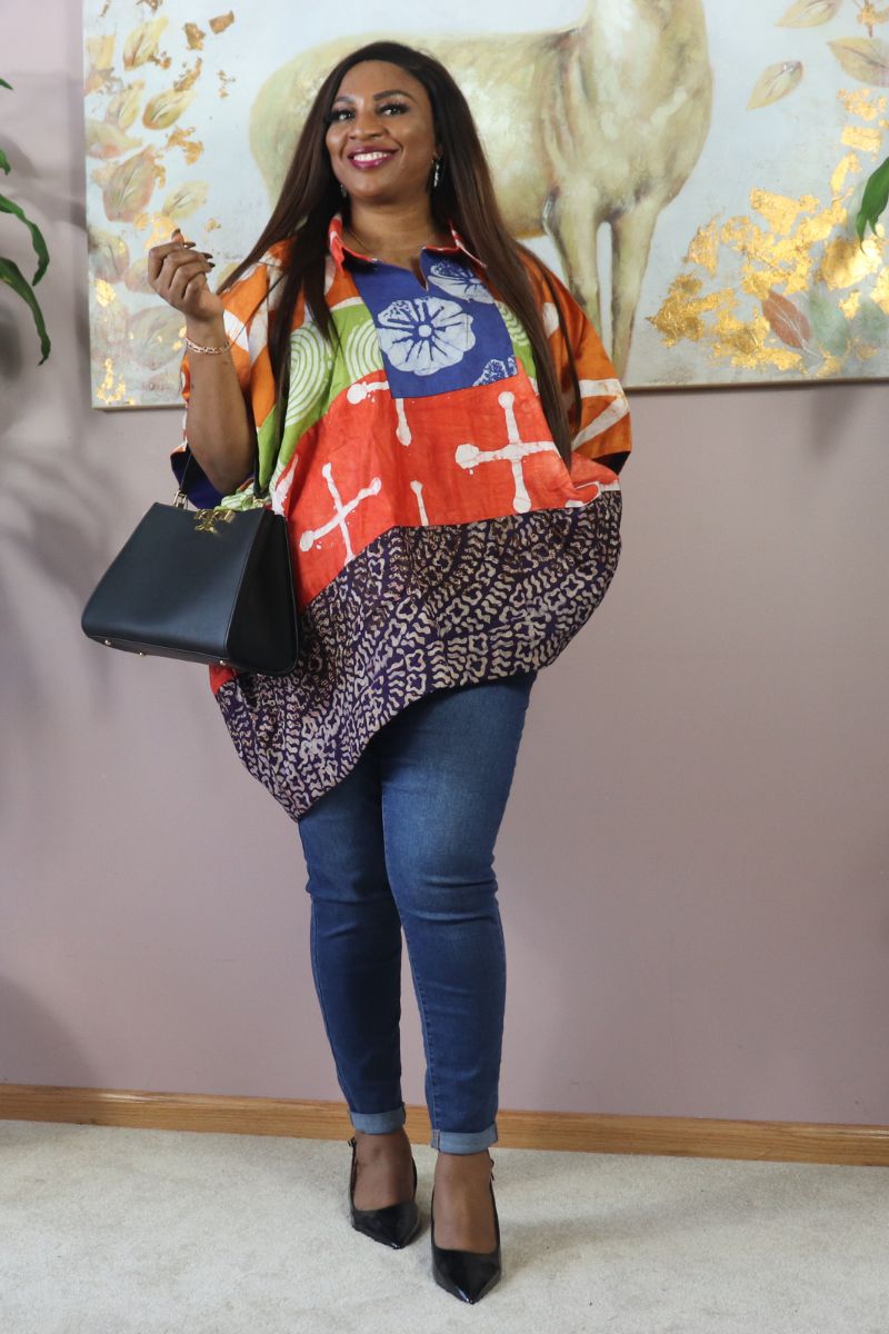 Ayinke patched Adire Top