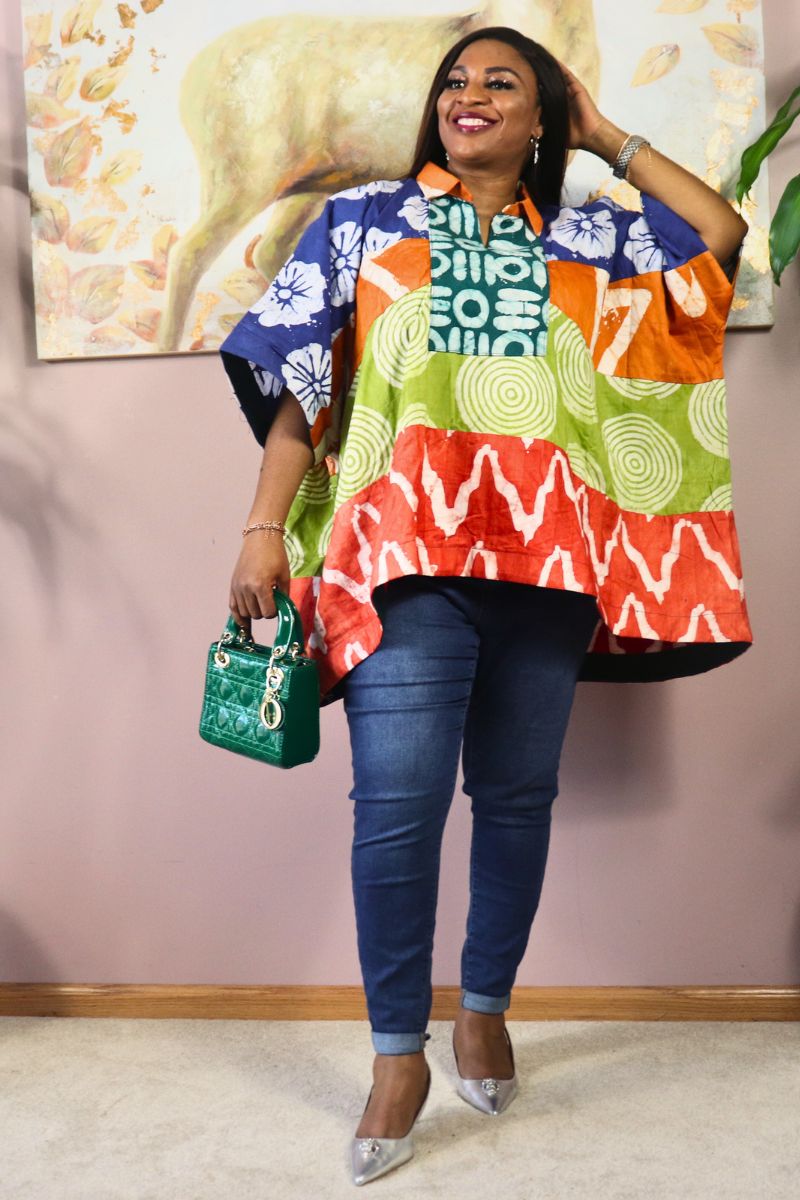 Ayinke patched Adire Top