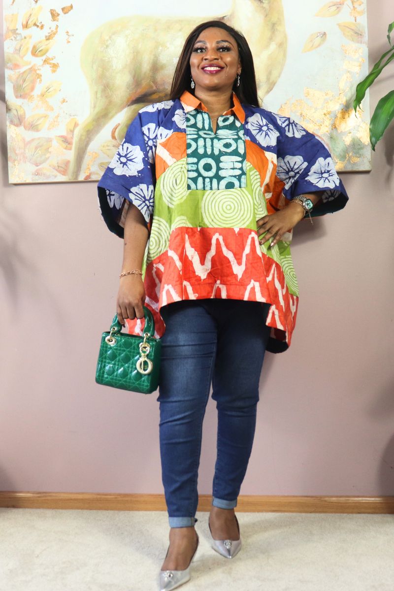 Ayinke patched Adire Top