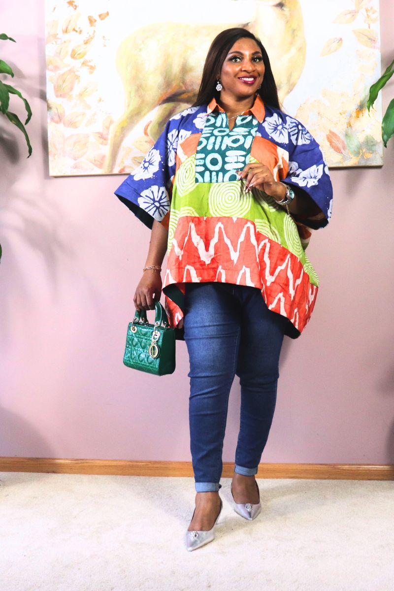 Ayinke patched Adire Top