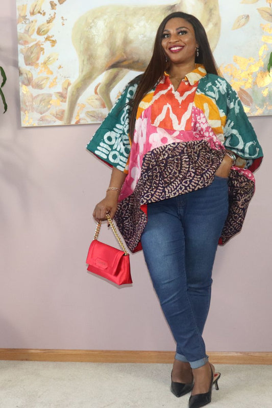 Ayinke patched Adire Top