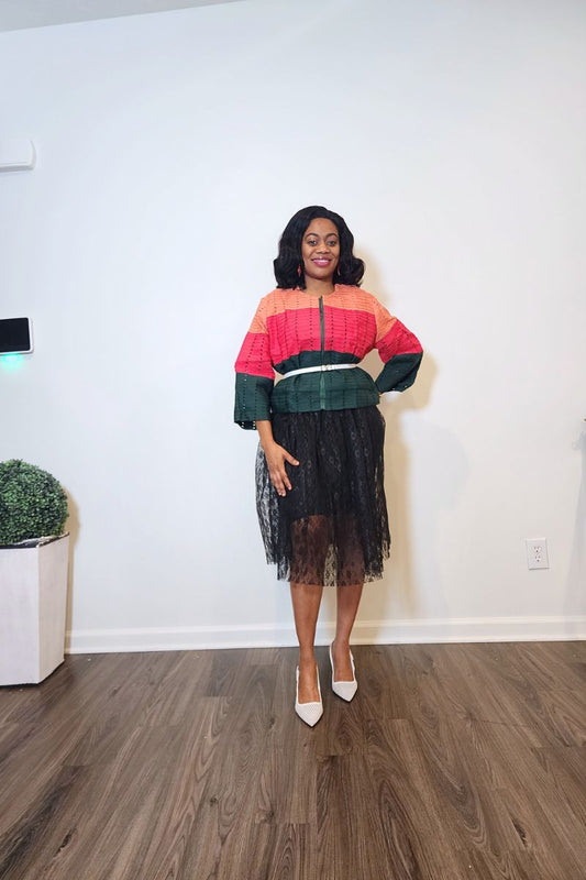 The Morẹ́mi Color-Block Luxe Aso-Oke Jacket