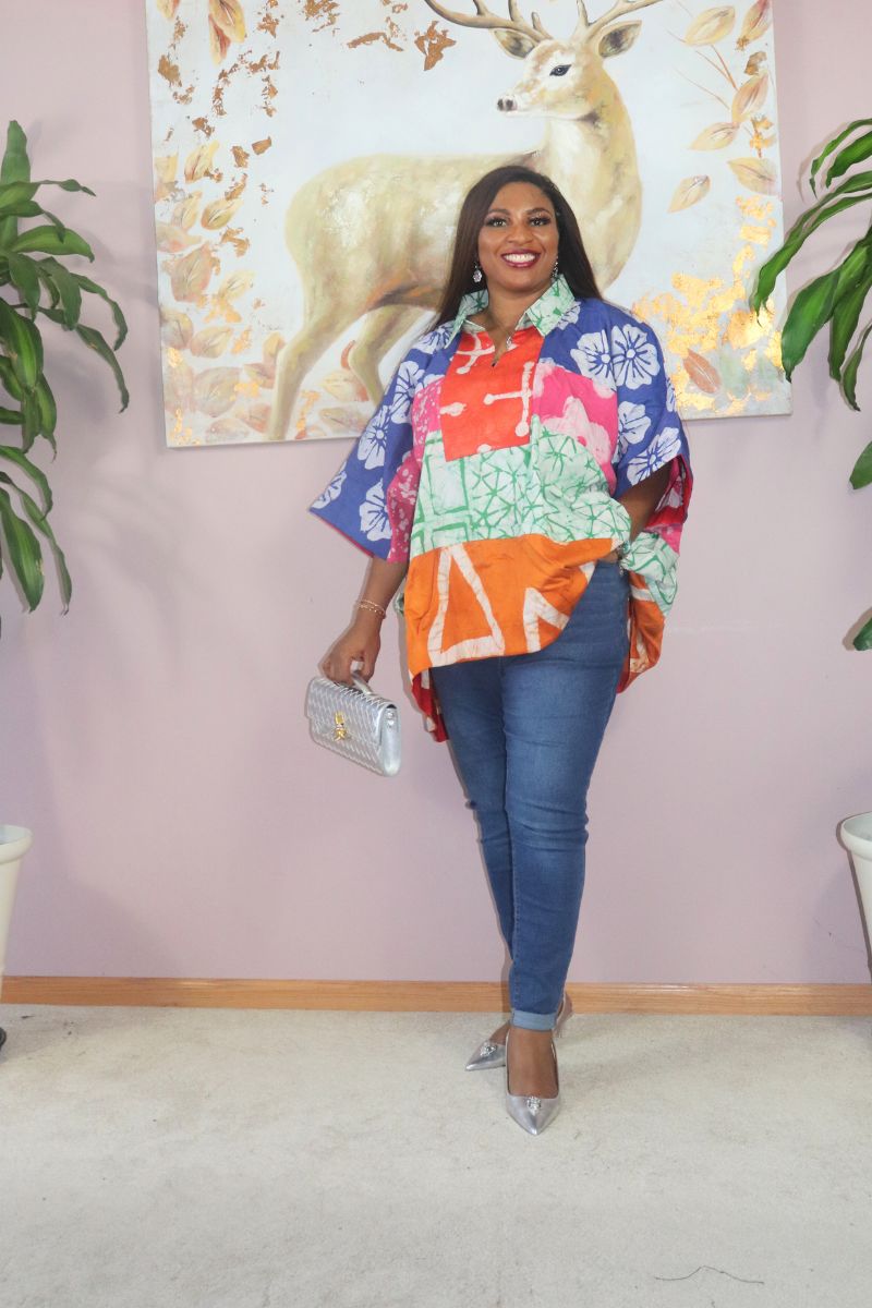 Ayinke patched Adire Top