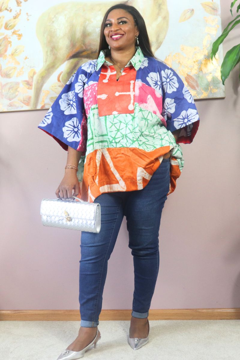 Ayinke patched Adire Top