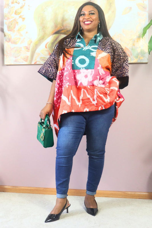 Ayinke Patched Adire Top