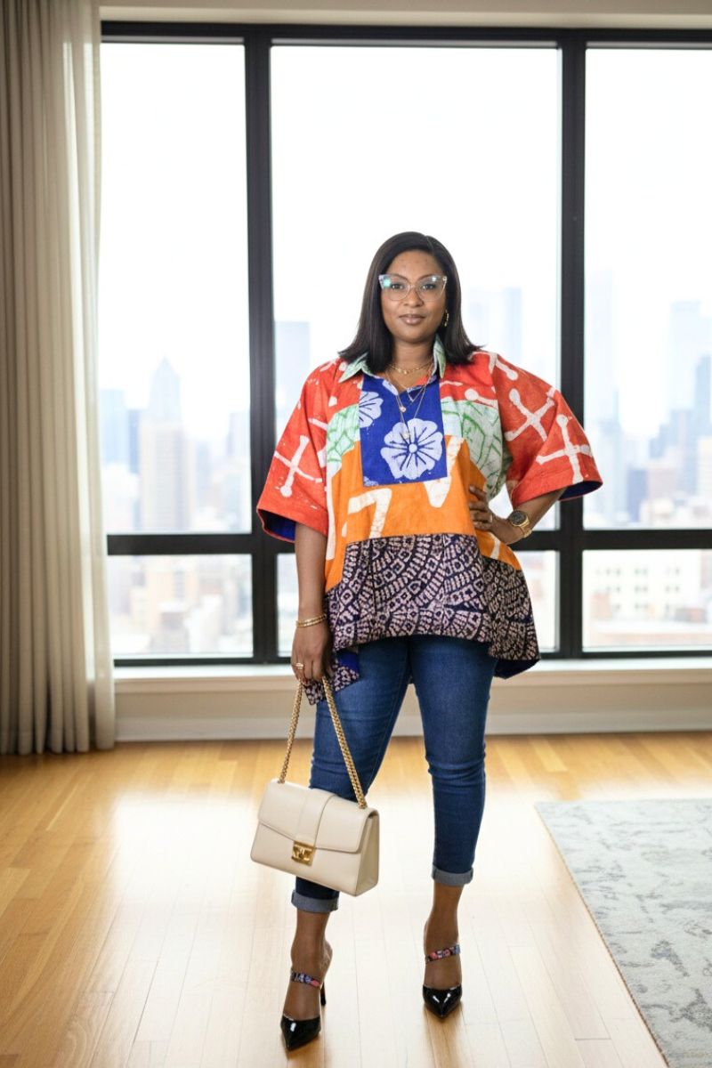 Ayinke Patched Adire Top