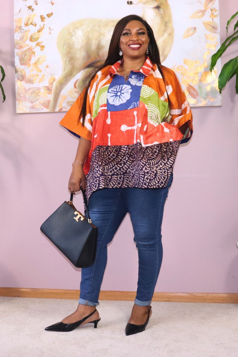 Ayinke patched Adire Top