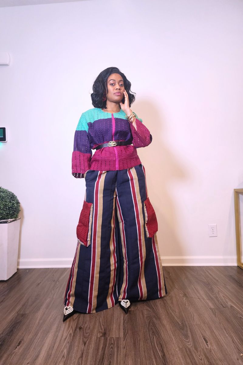 Morẹ́mi Color-Block Luxe Aso-Oke Jacket | Jewel-Tone Color-Block (Teal / Purple / Magenta)